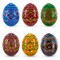 Set of 6 Geometric Pysanky Ukrainian Wooden Easter Eggs 2.5 Inches
